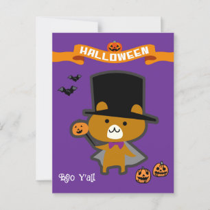 Halloween Brauch Whimsical Süßer Zauberbär Postkarte