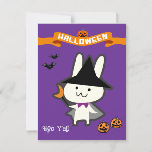 Halloween Brauch Whimsical Süßer Zauberer Kaninche Postkarte