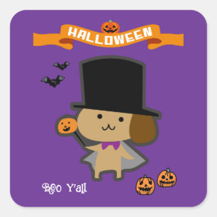 Halloween Brauch Whimsical Süßer Zauberhund Quadratischer Aufkleber
