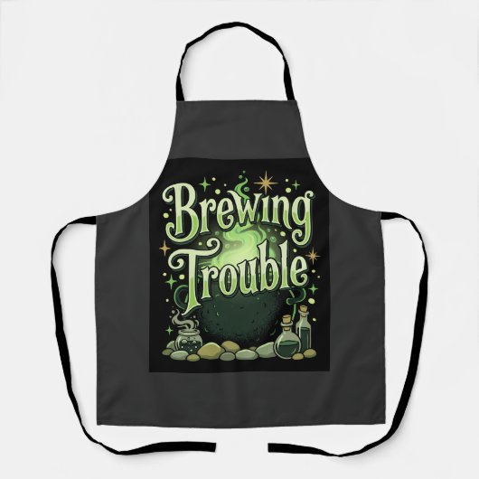 Halloween Brauen Ärger Hexenkessel Potion De Schürze (Vorderseite)