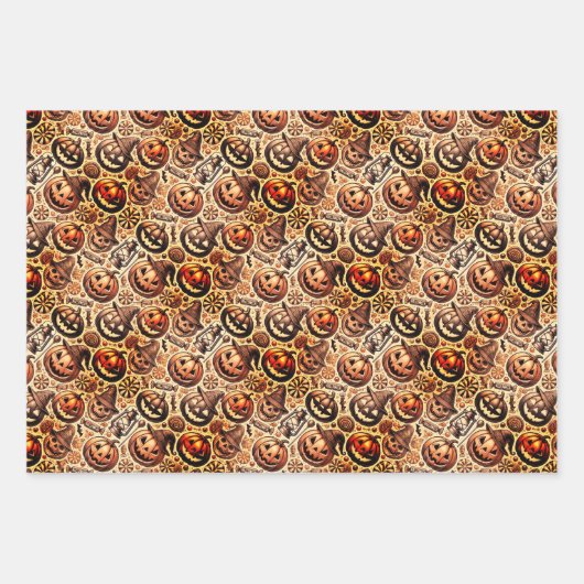 Halloween-braunes Design Geschenkpapier Set (Vorderseite 2)