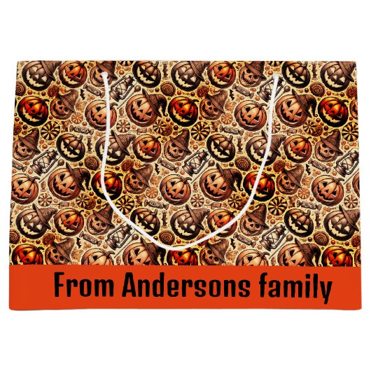 Halloween-braunes Design Große Geschenktüte (Vorderseite)