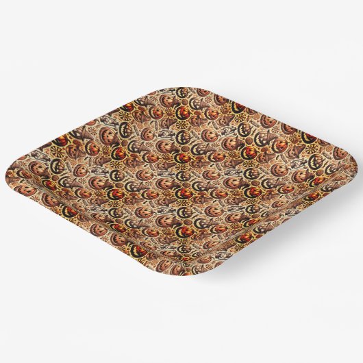 Halloween-braunes Design Pappteller (Gewinkelt)