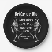 Halloween Braut oder stirb Skelett Junggesellinnen Pappteller (Vorderseite)