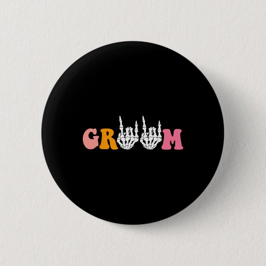 Halloween Bräutigam Braut Skelett Hand Hochzeit Ju Button (Vorderseite)
