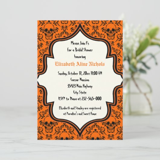 Halloween-Brautparty Einladung (Stehend Vorderseite)