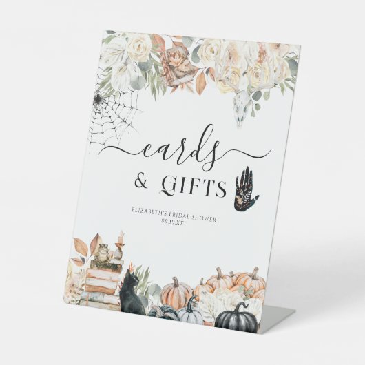 Halloween-Brautparty | Karten und Geschenke Sockelschild (Vorderseite)