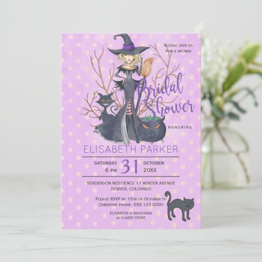 Halloween-Brautparty-Party Einladung (Stehend Vorderseite)