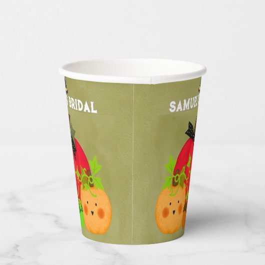 Halloween Brautparty Pumpkin Couple Pappbecher (Rechts)