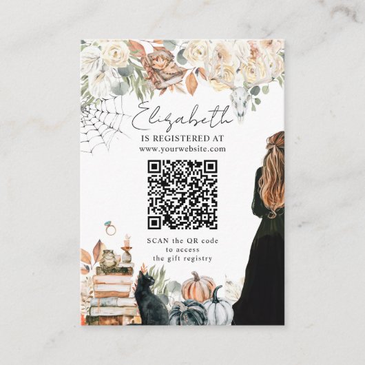 Halloween-Brautparty - QR-Code Begleitkarte (Vorderseite)