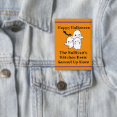 Halloween Brew Booze Personalize Ghost Bat Orange Button (Insitu)