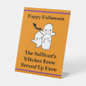 Halloween Brew Booze Personalize Ghost Bat Orange Sockelschild (Vorderseite)