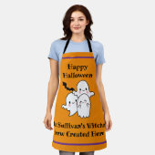 Halloween Brew Personalize Fun Ghost Bat Orange Schürze (Getragen)