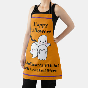 Halloween Brew Personalize Fun Ghost Bat Orange Schürze