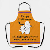 Halloween Brew Personalize Fun Ghost Bat Orange Schürze (Vorderseite)