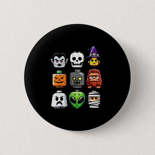 Halloween Brick Pumpkin Ghost Heads Costume Boys K Button (Vorderseite)