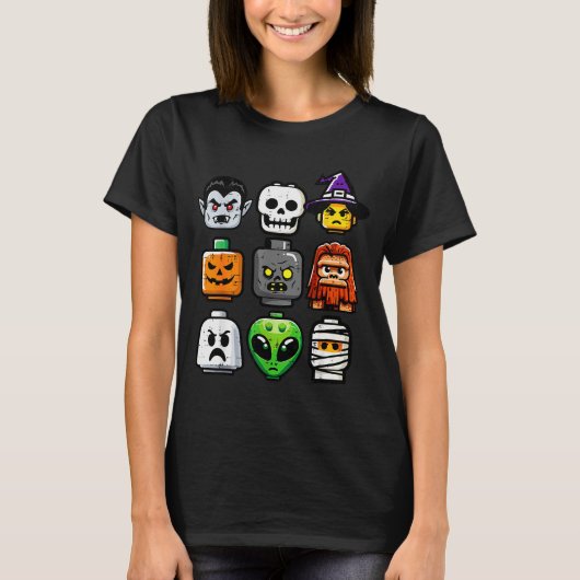 Halloween Brick Pumpkin Ghost Heads Costume Boys K T-Shirt (Vorderseite)