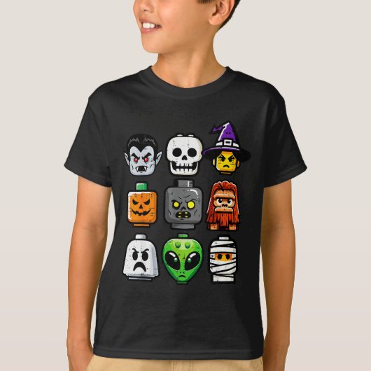 Halloween Brick Pumpkin Ghost Heads Costume Boys K T-Shirt (Vorderseite)