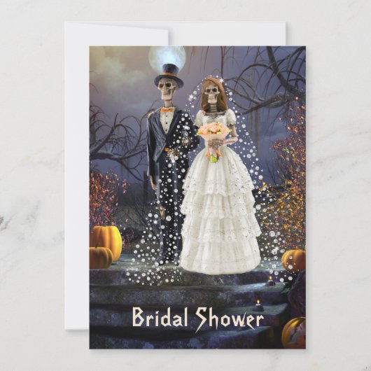 Halloween Bridal Dusche Einladung mit Skeletten (Vorderseite)