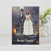 Halloween Bridal Dusche Einladung mit Skeletten (Stehend Vorderseite)