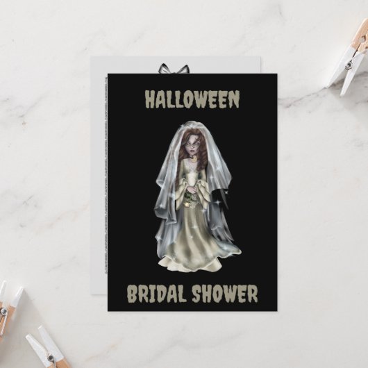 Halloween Bridal Dusche Einladung Spooky Bridge (Vorderseite/Rückseite Beispiel)