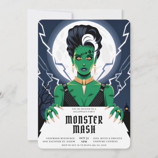 Halloween Bride Frankenstein Monster Bash Einladung (Vorderseite)