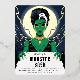 Halloween Bride Frankenstein Monster Bash Folieneinladung