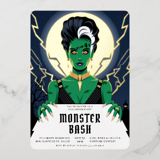 Halloween Bride Frankenstein Monster Bash Folieneinladung