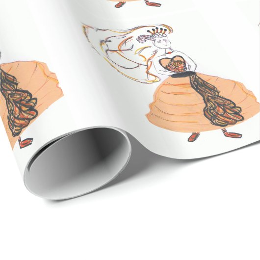 Halloween Bride Geschenkpapier (Rolleneckpunkt)