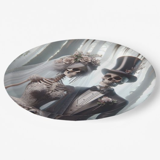 Halloween Bridge and Groom Pappteller (Schrägansicht)