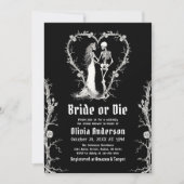 Halloween Bridge oder Die Skeleton-Brautparty Einladung (Vorderseite)