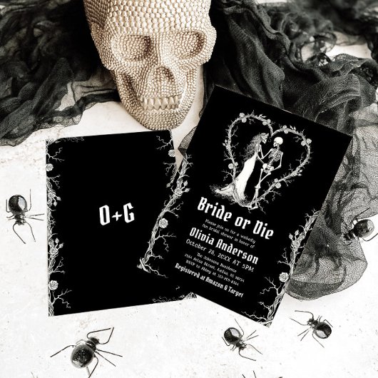 Halloween Bridge oder Die Skeleton-Brautparty Einladung