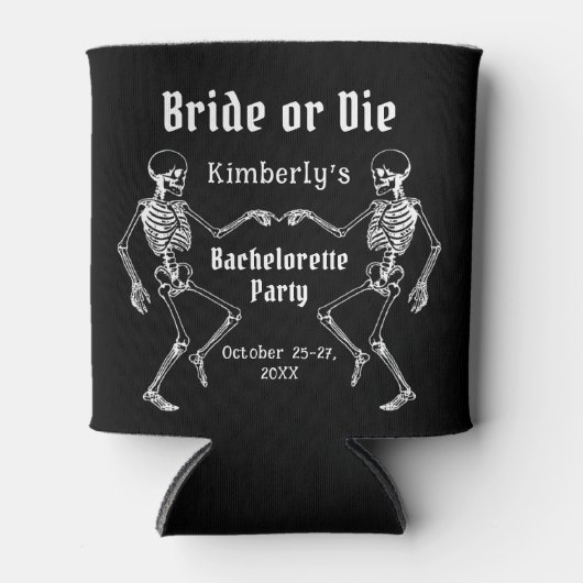 Halloween Bridge oder Die Skeleton Junggeselinnen- Dosenkühler (Vorderseite)