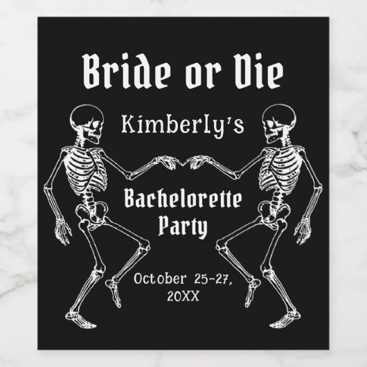 Halloween Bridge oder Die Skeleton Junggeselinnen- Weinetikett (Einzelnes Label)