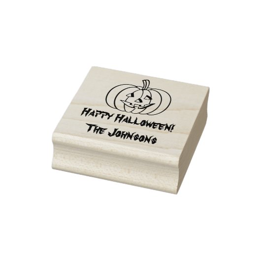 Halloween-Briefmarke aus Holz mit Kürbisgesicht Gummistempel (Stempel)