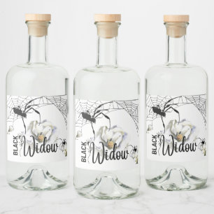 Halloween Briefmarke Collection "Black Widow" Alkoholflaschenetikett