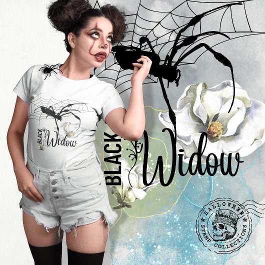 Halloween Briefmarke Collection "Black Widow" T-Shirt