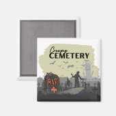 Halloween Briefmarke Collection "Creepy Friedhof" Magnet (Vorderseite/Rückseite)