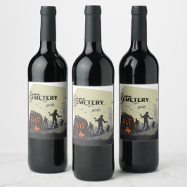 Halloween Briefmarke Collection "Creepy Friedhof" Weinetikett