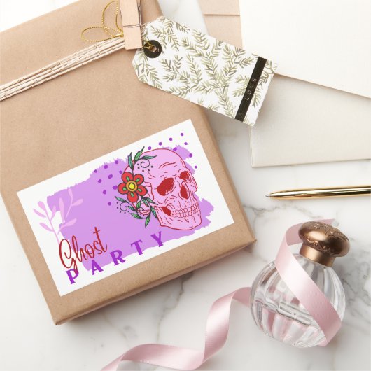 Halloween Briefmarke Collection "Ghost Party" Rechteckiger Aufkleber (Schenken)