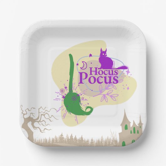 Halloween Briefmarke Collection "Hocus Pocus" Pappteller (Vorderseite)