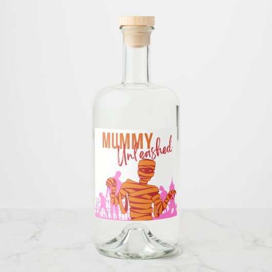 Halloween Briefmarke Collection "Mummy Unleashed" Alkoholflaschenetikett (Vorderseite)