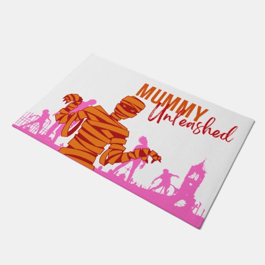 Halloween Briefmarke Collection "Mummy Unleashed" Fußmatte (Schrägansicht)