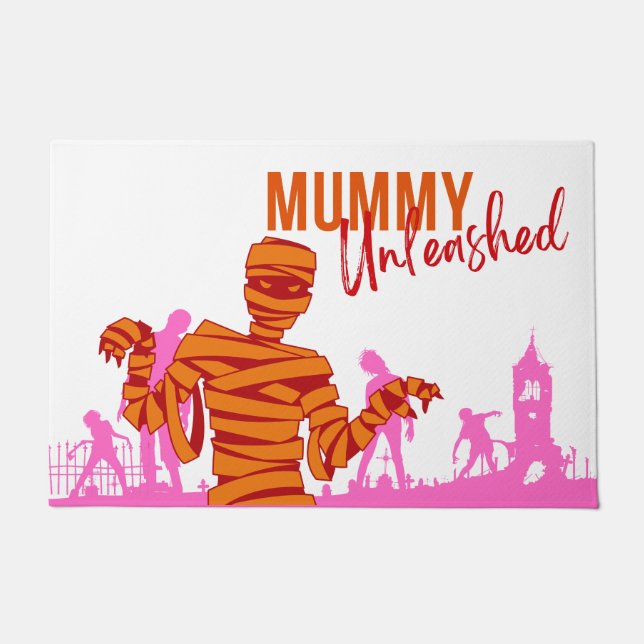 Halloween Briefmarke Collection "Mummy Unleashed" Fußmatte (Vorderseite)