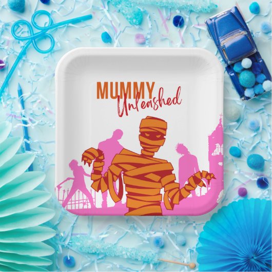 Halloween Briefmarke Collection "Mummy Unleashed" Pappteller (Party)