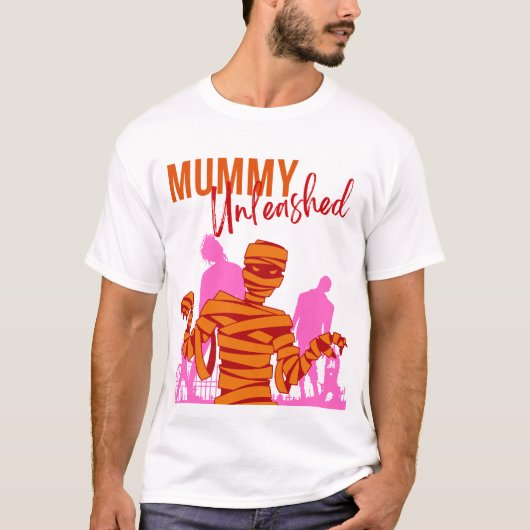 Halloween Briefmarke Collection "Mummy Unleashed" T-Shirt (Vorderseite)
