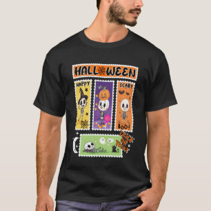 Halloween-Briefmarke Retro-Skelett Halloween K T-Shirt