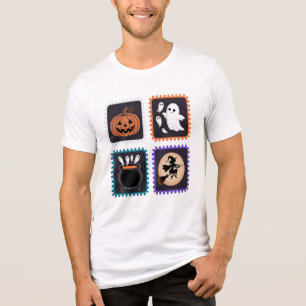 Halloween Briefmarke Stickerei Design - Pumpkin, G Tri-Blend Shirt