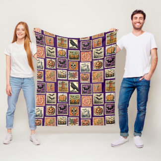 Halloween-Briefmarken-Fleece-Decke Fleecedecke
