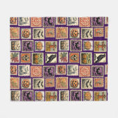 Halloween-Briefmarken-Fleece-Decke Fleecedecke (Vorderseite (Horizontal))
